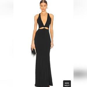 Retrofete Adriana Dress Black Maxi Sleeveless Cutout Size Large NWT